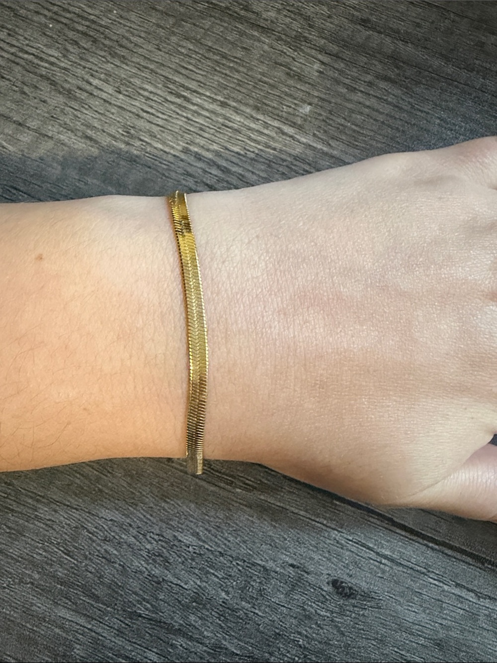 Gold plated stainless steel herringbone bracelet